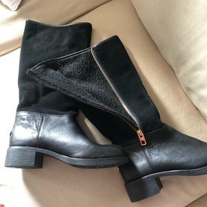 Coach black leather and side side zipper 3/4 winter boot women’s size 8 Eu 38